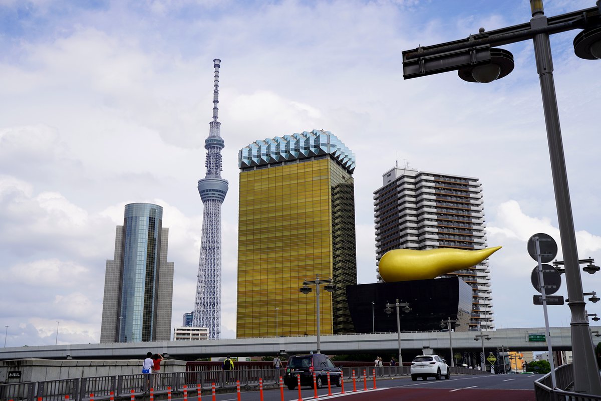 Tokyo Skytree and Asahi Beer Hall from Azumabashi bridge